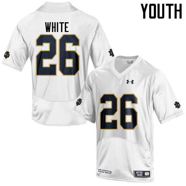 Youth #26 Ashton White Notre Dame Fighting Irish College Football Jerseys-White